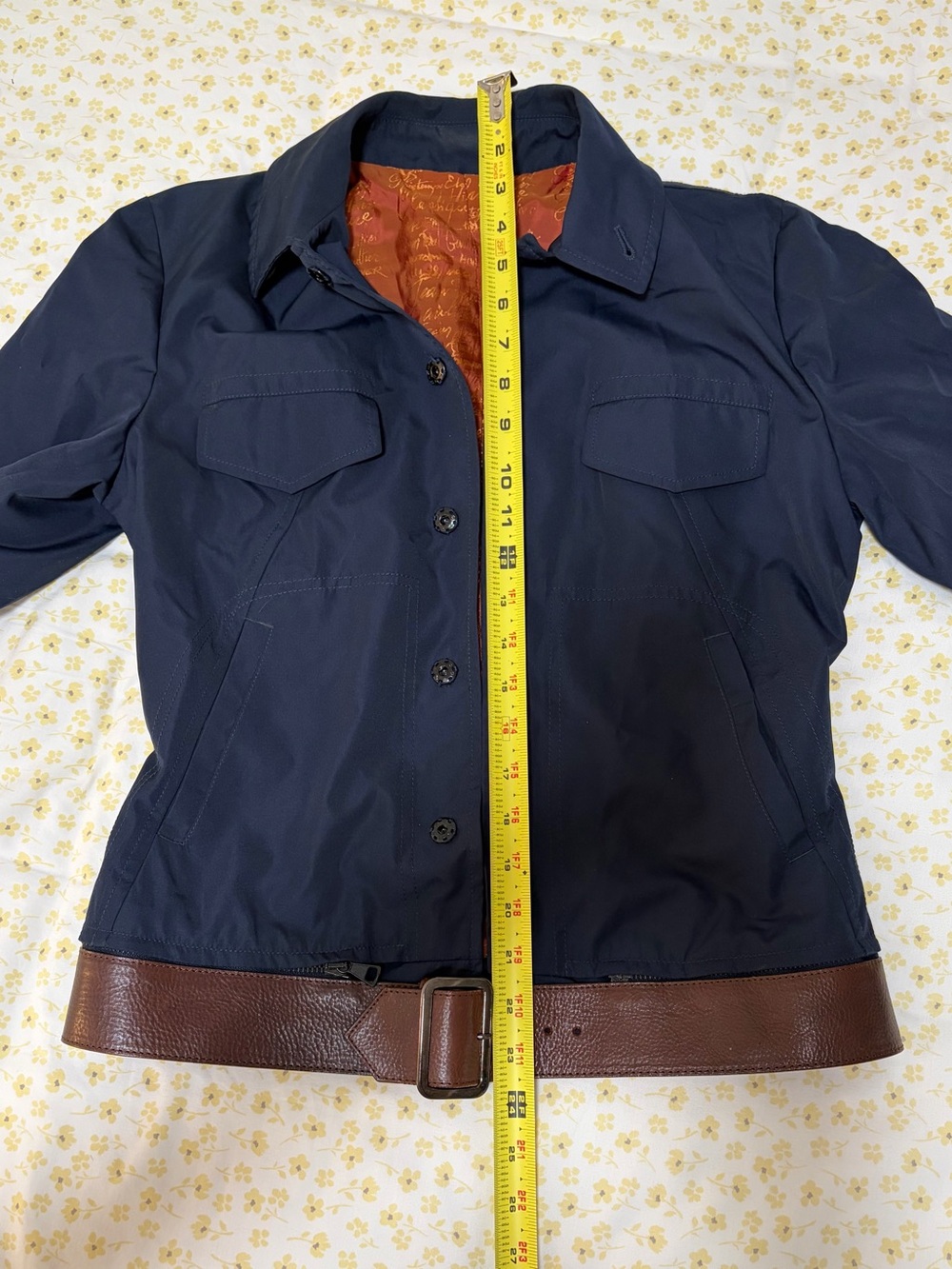 Jean Paul Gaultier Women’s Navy Bomber Jacket with Brown Belt - Picture 6 of 7